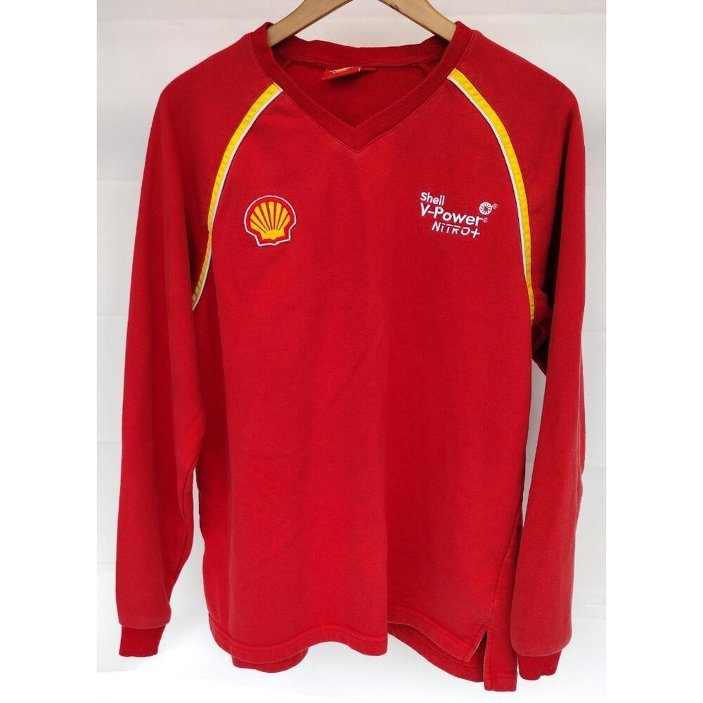 Team Shell Vintage Racing V Neck Sweatshirt Size Medium